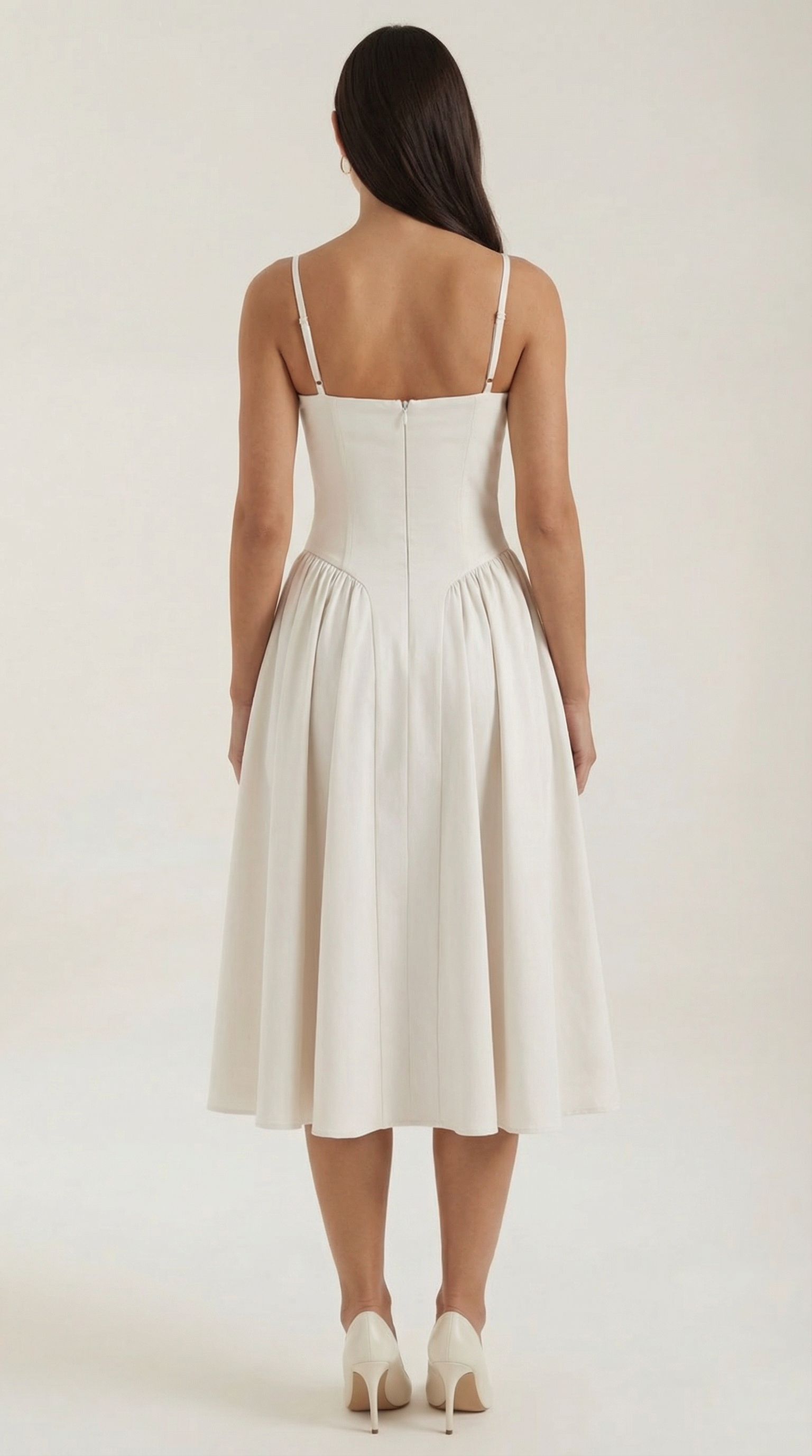 Vestido Midi de Algodón Estilo Corsé con Tirantes y Estampado Floral para Mujer