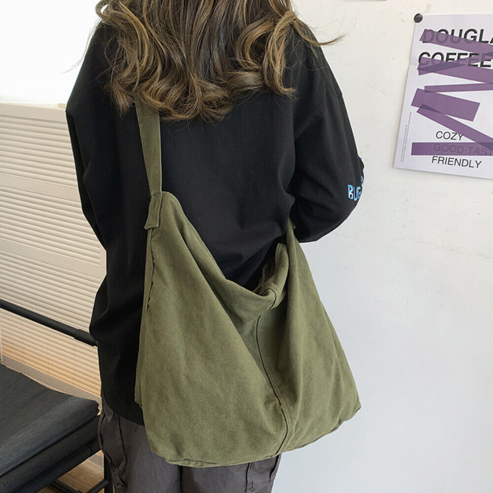 Bolso de Lona Oversize para Mujer Bolso de Hombro Grande con Cierre de Cremallera