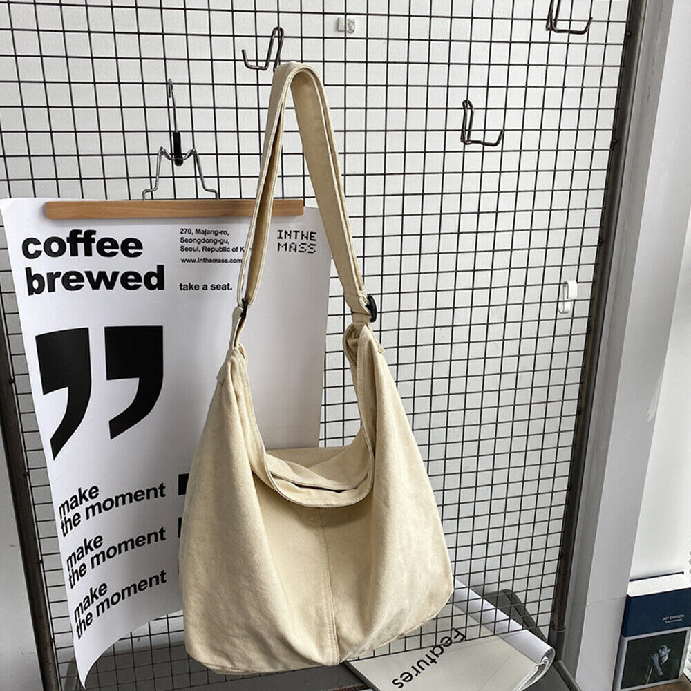 Bolso de Lona Oversize para Mujer Bolso de Hombro Grande con Cierre de Cremallera