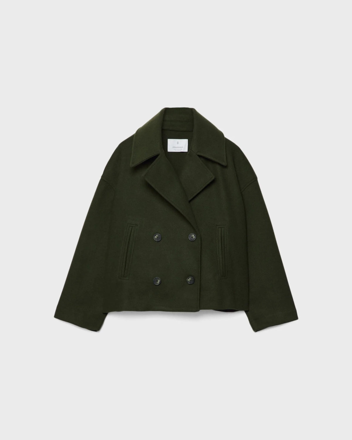 Trench court en laine pour femme avec fermeture croisée et larges revers