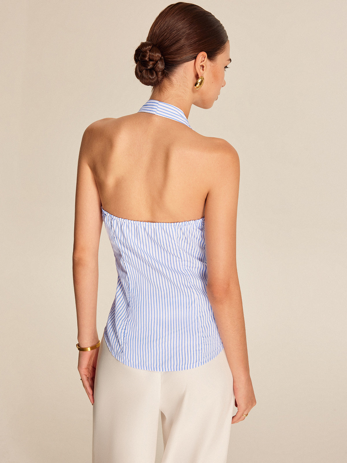 Top halter mujer con lazada | blusa sin mangas para oficina