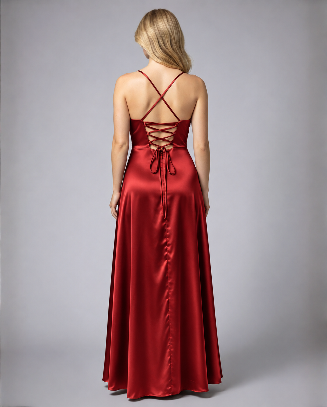Vestido de seda para mujer - escote drapeado con abertura - gala