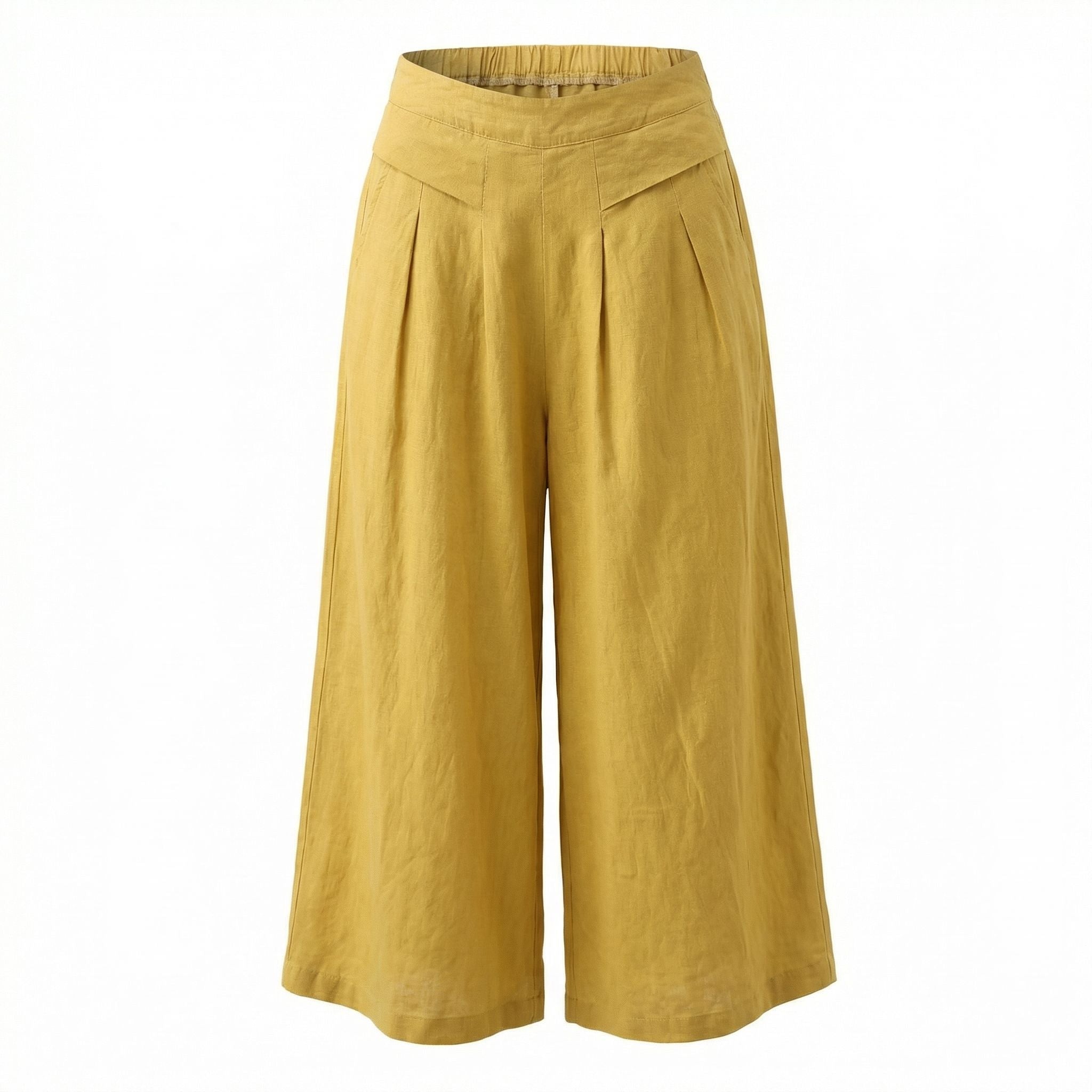 Pantalones de Mujer de Pierna Ancha con Pinzas Delanteras y Bolsillos
