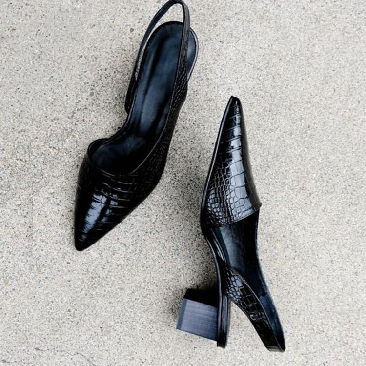 Zapatos de tacón bajo para mujer - diseño destalonado con punta fina - oficina