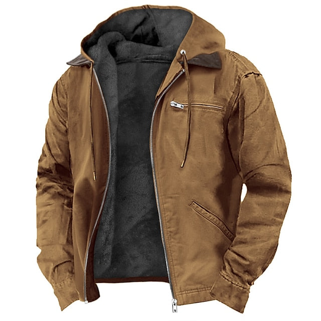 Chaqueta Outdoor para Hombre con Capucha Ajustable y Cierre de Cremallera