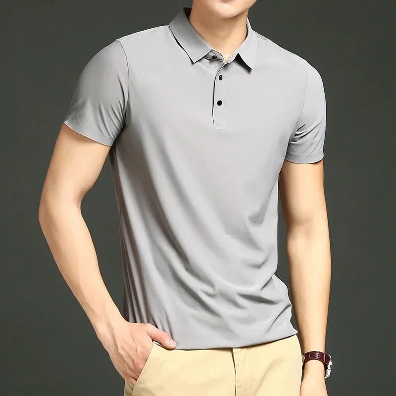 Polo de hombre elástico de alto rendimiento con secado rápido — golf
