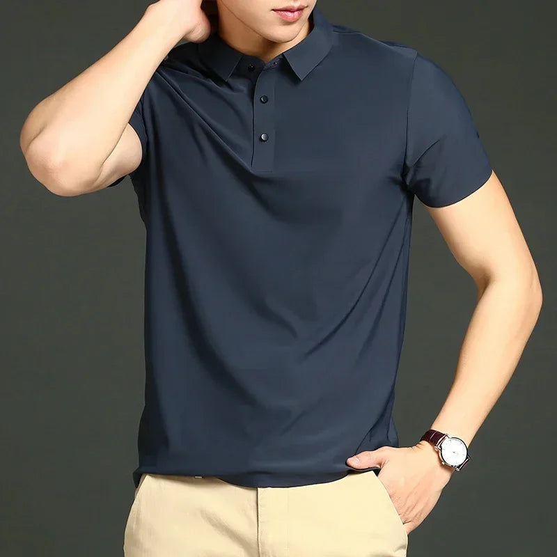 Polo de hombre elástico de alto rendimiento con secado rápido — golf