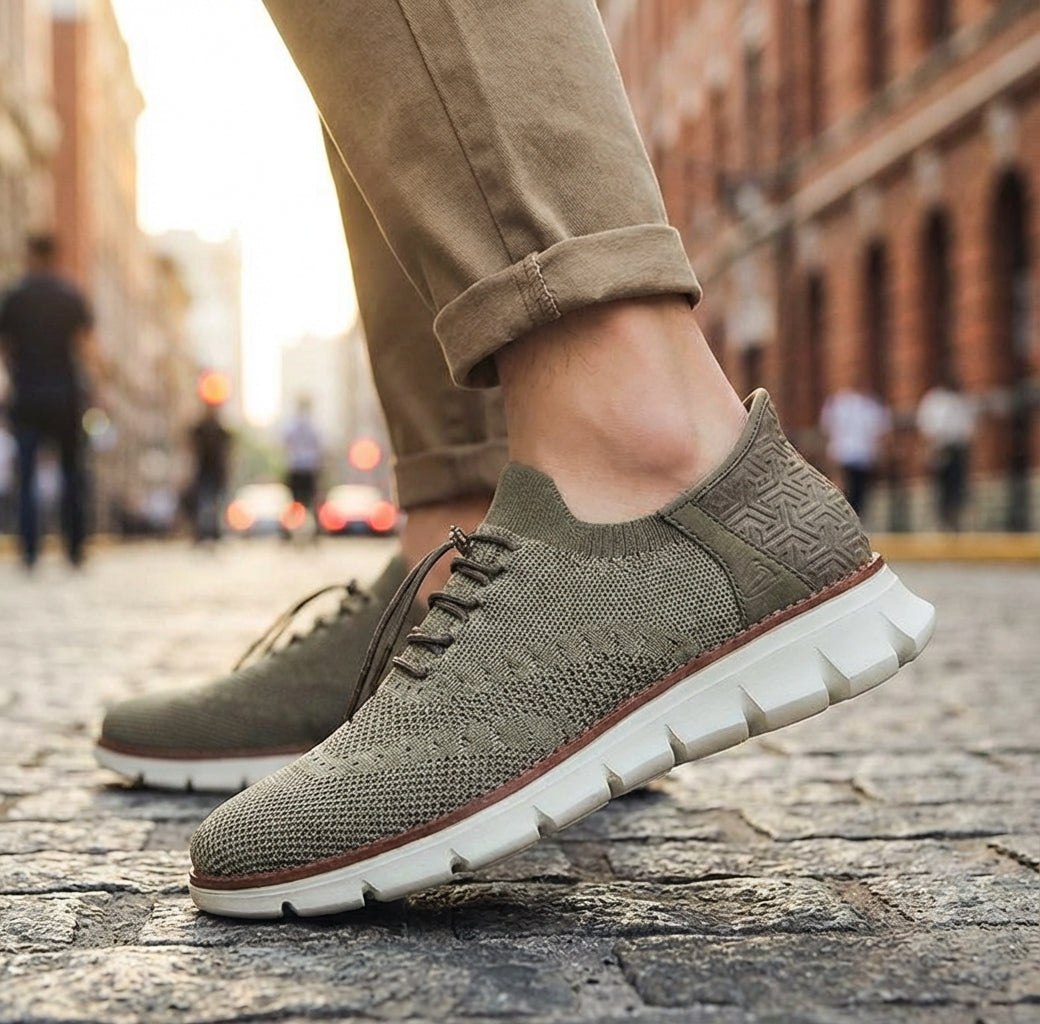 Pánské brogue boty z mesh materiálu s flexibilní gumovou podrážkou a šněrováním