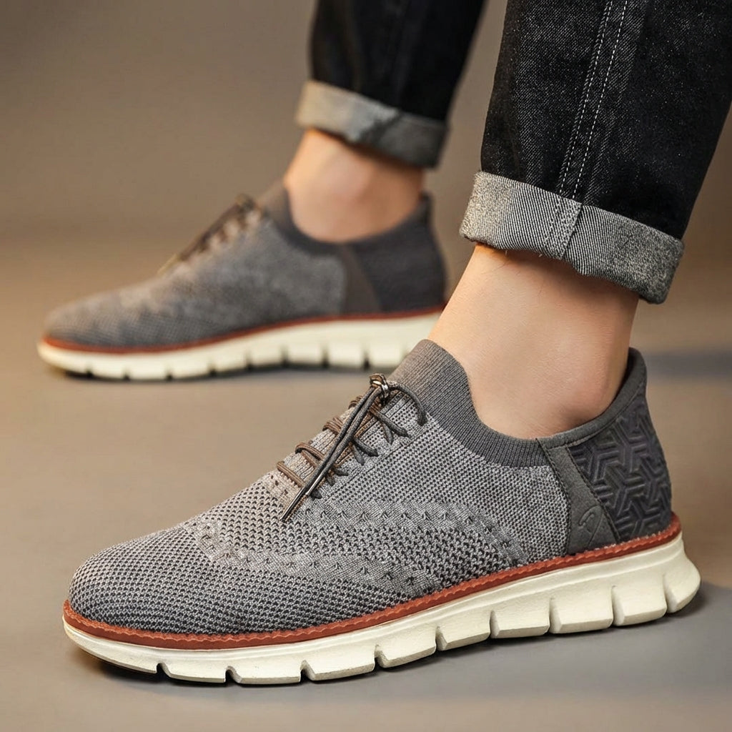Pánské brogue boty z mesh materiálu s flexibilní gumovou podrážkou a šněrováním