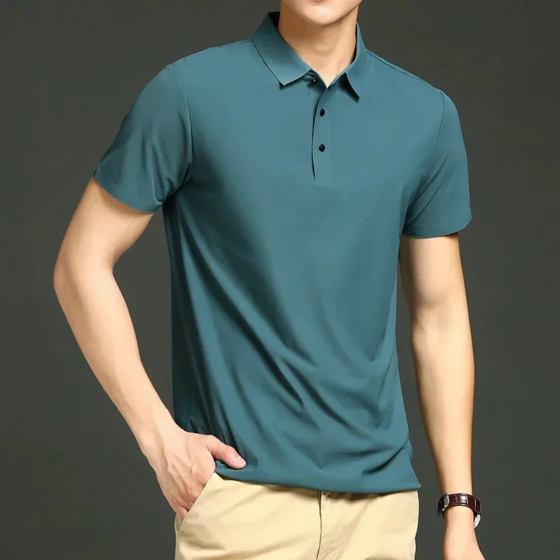 Polo de hombre elástico de alto rendimiento con secado rápido — golf