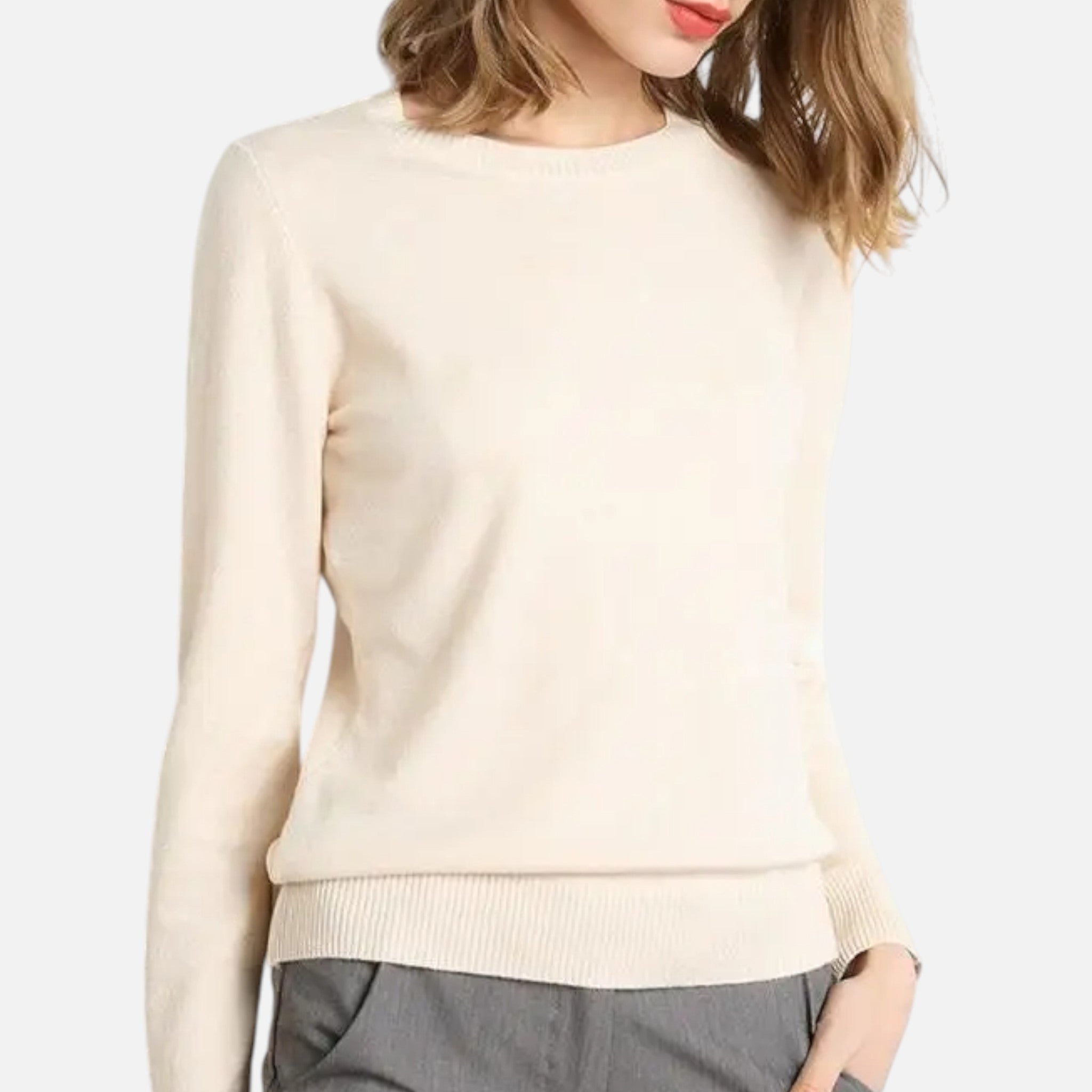 Jersey Mujer Lana Merino Cuello Redondo Slim Fit