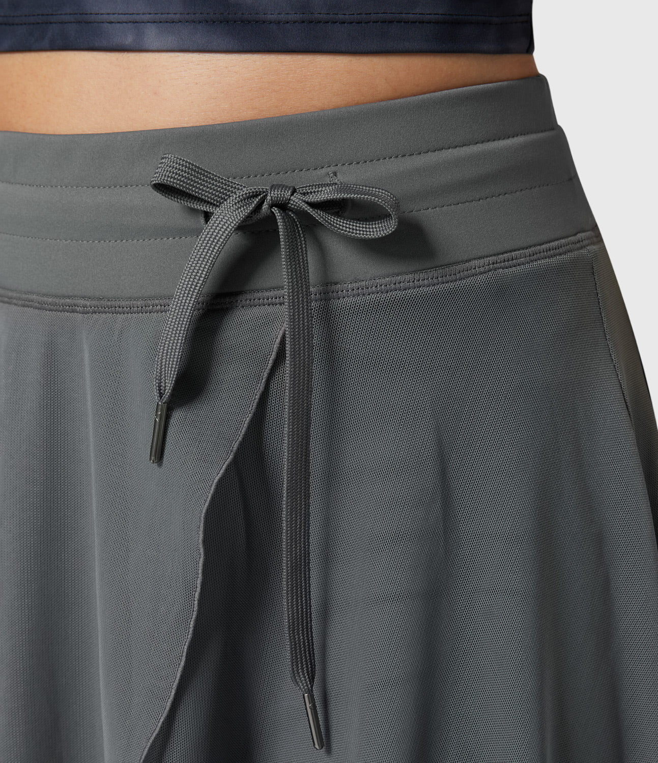 Falda Midi Acampanada de Talle Alto para Mujer con Cordón Ajustable