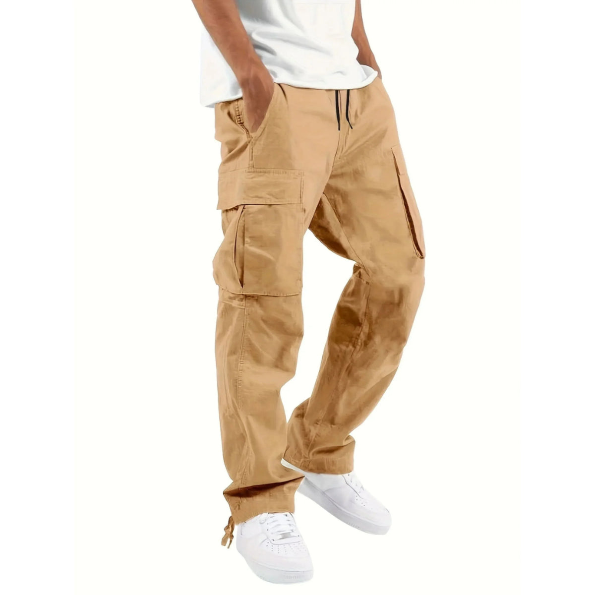 Men's Cargo Pants with a Wide Straight Fit and Functional Pockets