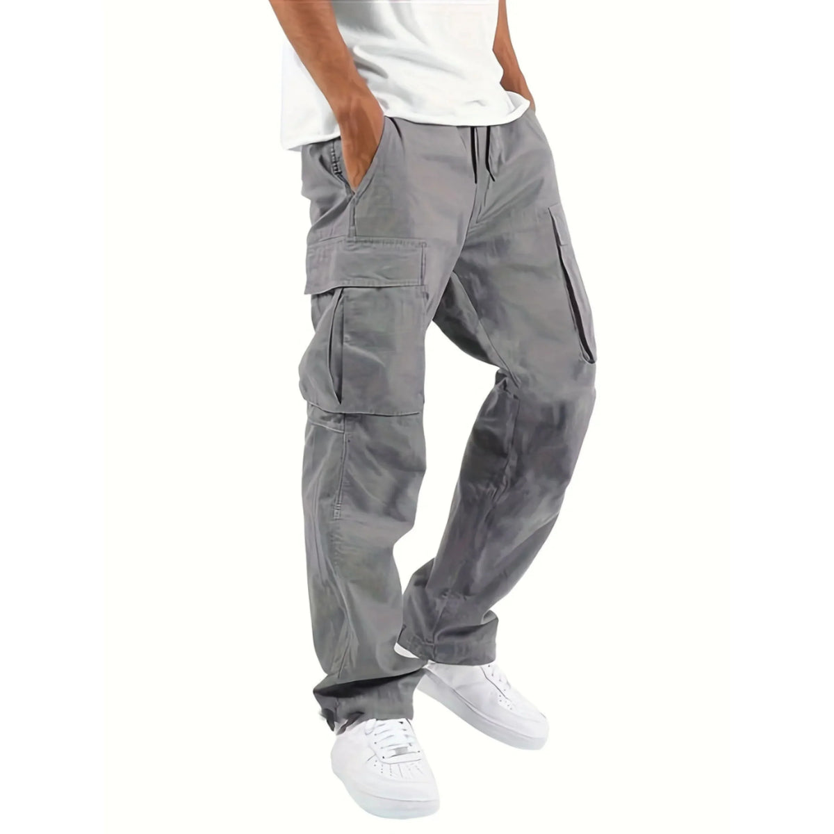 Men's Cargo Pants with a Wide Straight Fit and Functional Pockets
