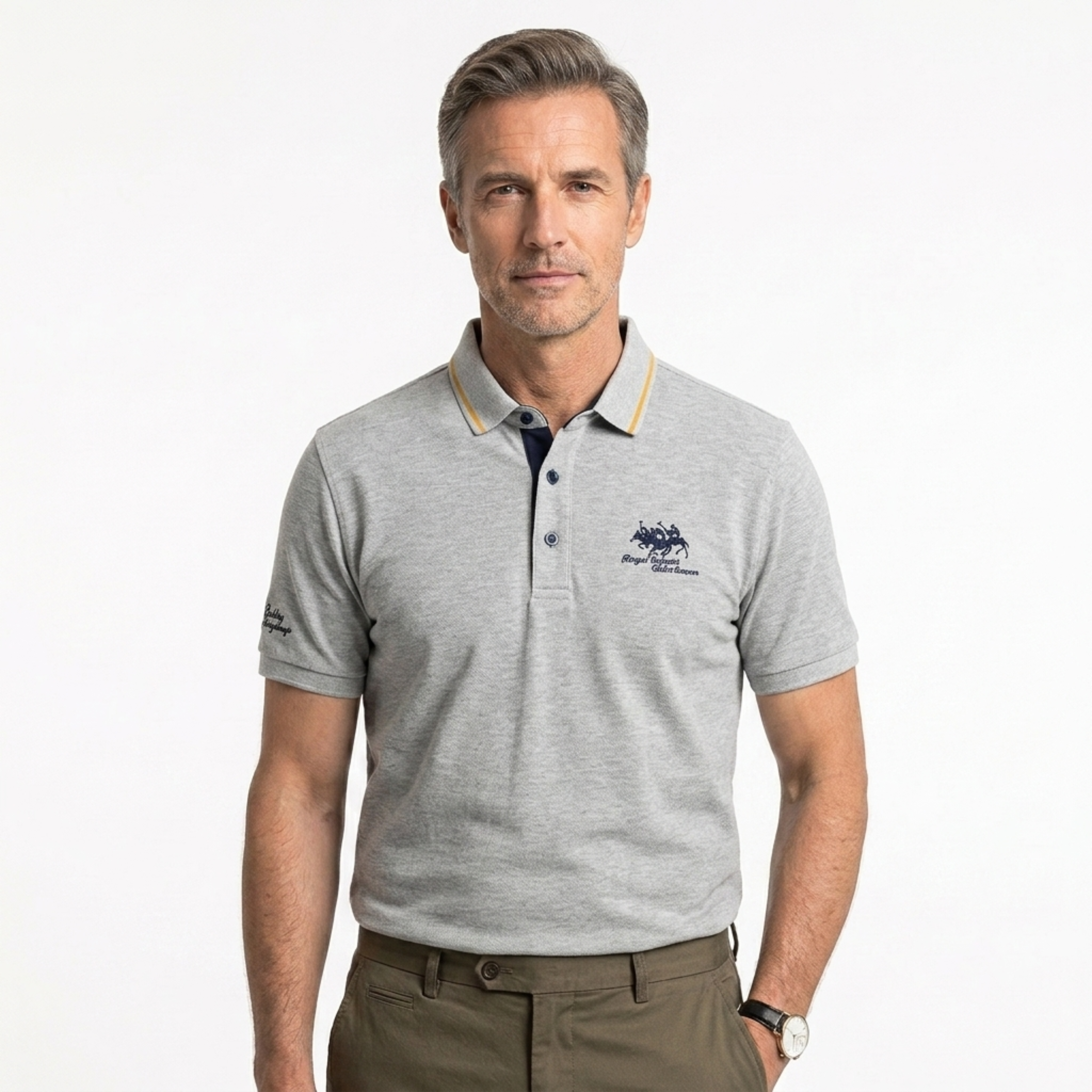 Polo manga corta hombre — diseño bordado para uso diario
