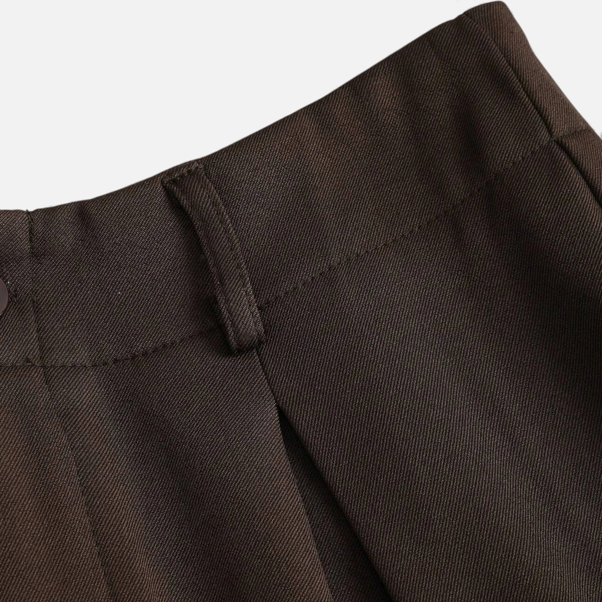 Pantalones de Pierna Ancha con Pinzas Jacquard y Cintura Alta para Mujer