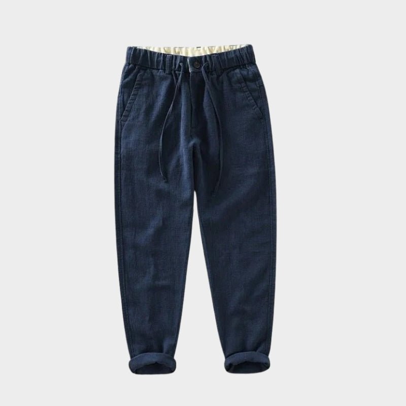 Pantalones de Lino y Algodón para Hombre de Corte Recto con Cintura Elástica