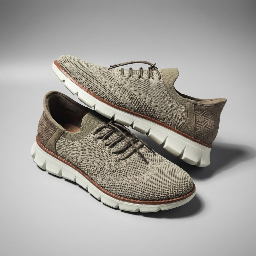 Pánské brogue boty z mesh materiálu s flexibilní gumovou podrážkou a šněrováním
