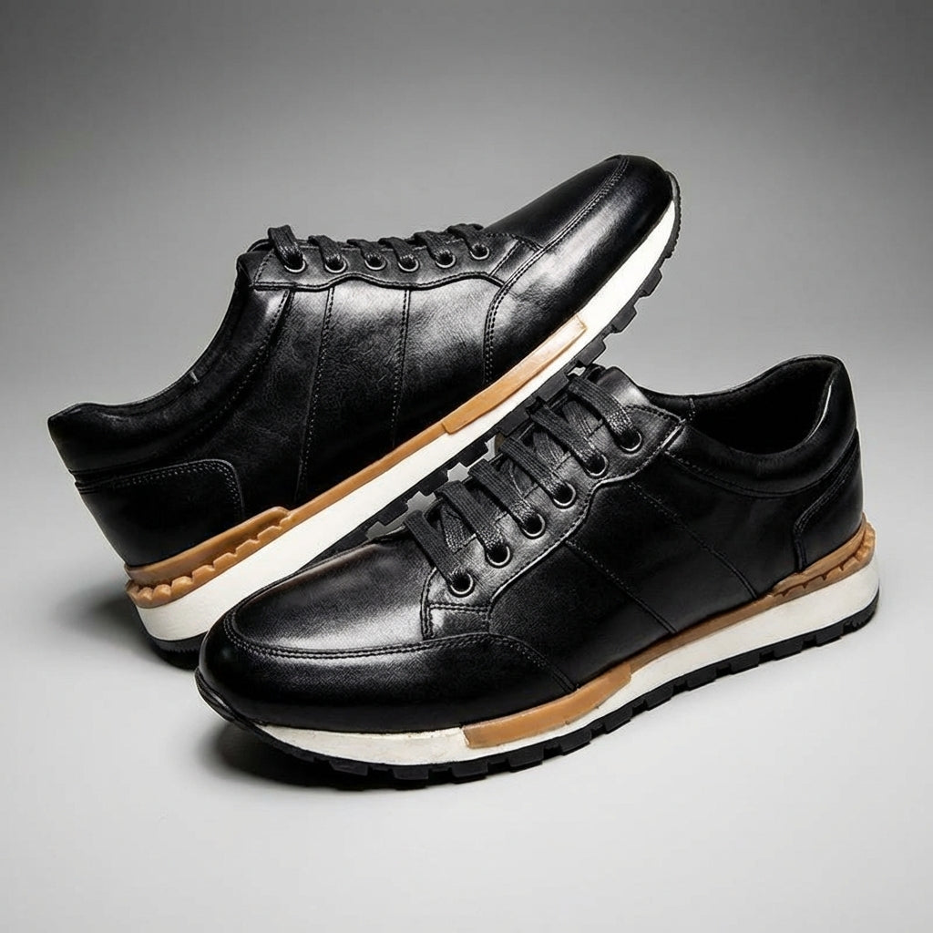 Zapatillas de Cuero Genuino para Hombre con Cordones y Suela de Goma Antideslizante