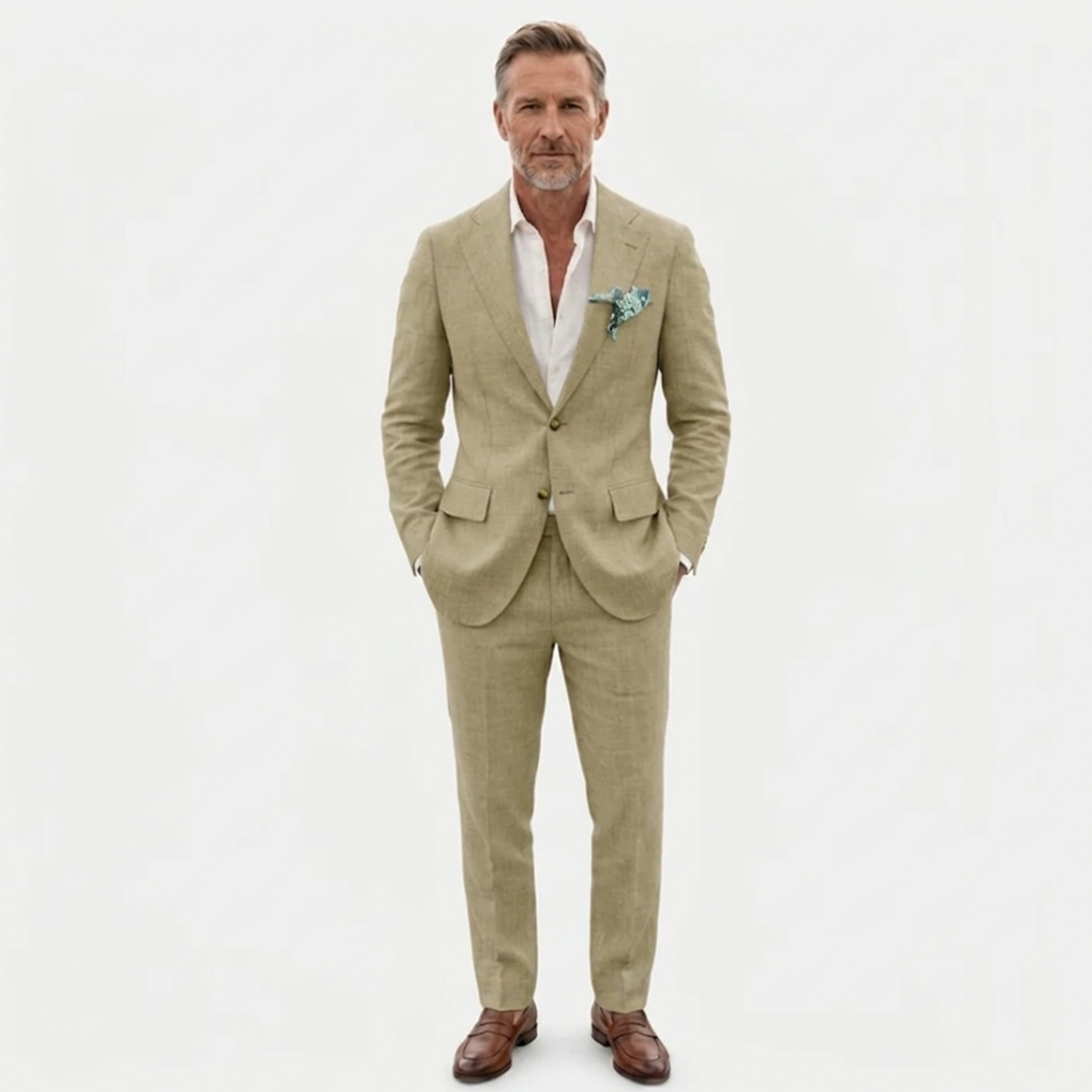 Traje de lino hombre slim fit | conjunto dos piezas formal para bodas