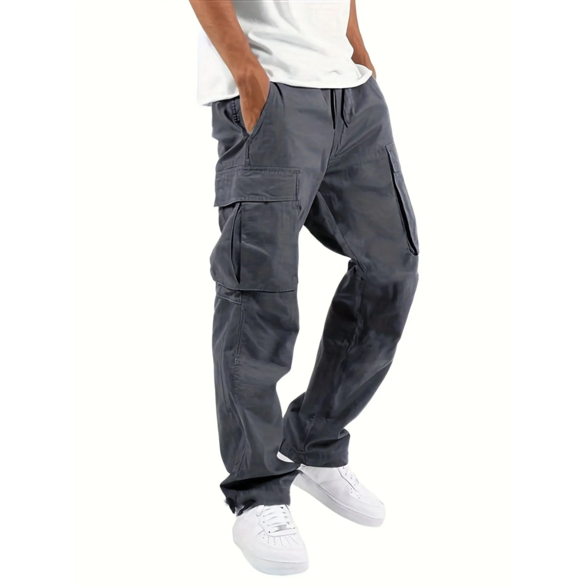Men's Cargo Pants with a Wide Straight Fit and Functional Pockets