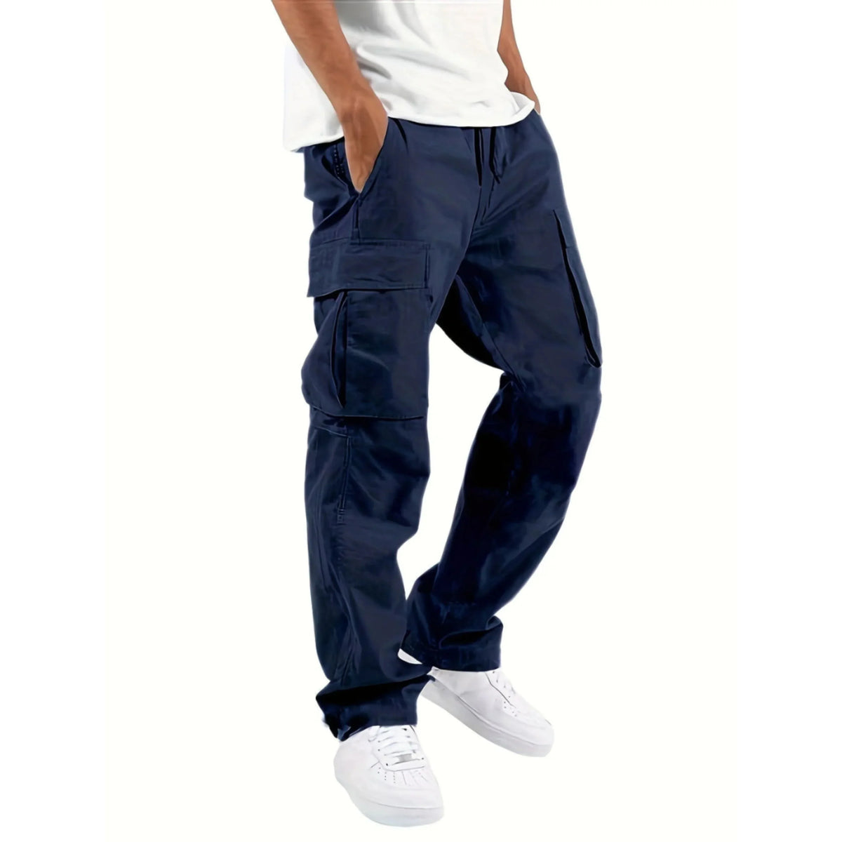 Men's Cargo Pants with a Wide Straight Fit and Functional Pockets