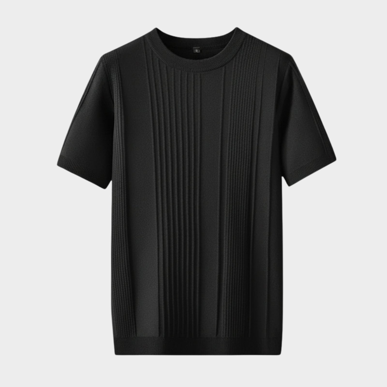 Camiseta de Punto de Seda de Hielo para Hombre de Manga Corta con Cuello Redondo