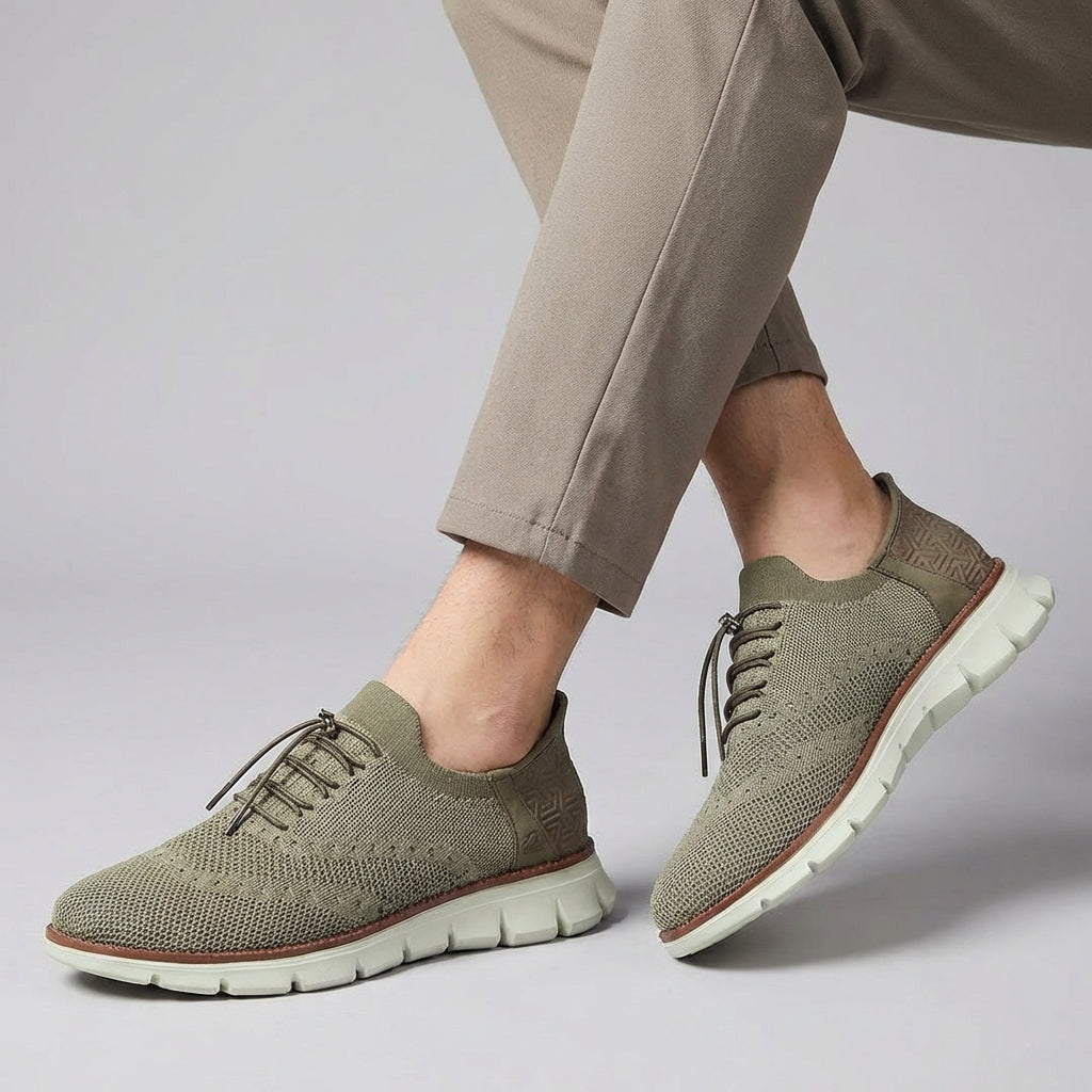 Pánské brogue boty z mesh materiálu s flexibilní gumovou podrážkou a šněrováním