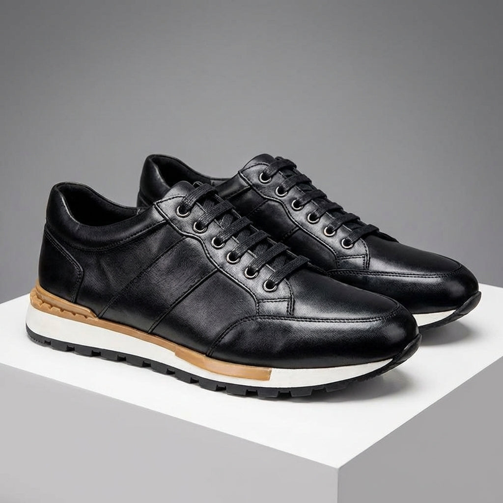 Zapatillas de Cuero Genuino para Hombre con Cordones y Suela de Goma Antideslizante