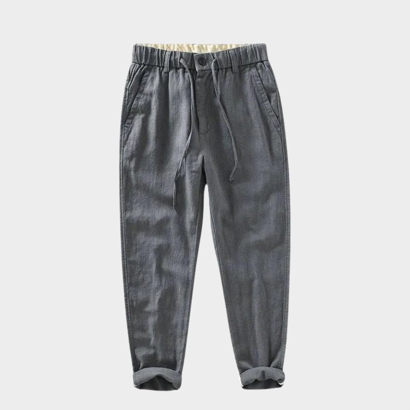 Pantalones de Lino y Algodón para Hombre de Corte Recto con Cintura Elástica