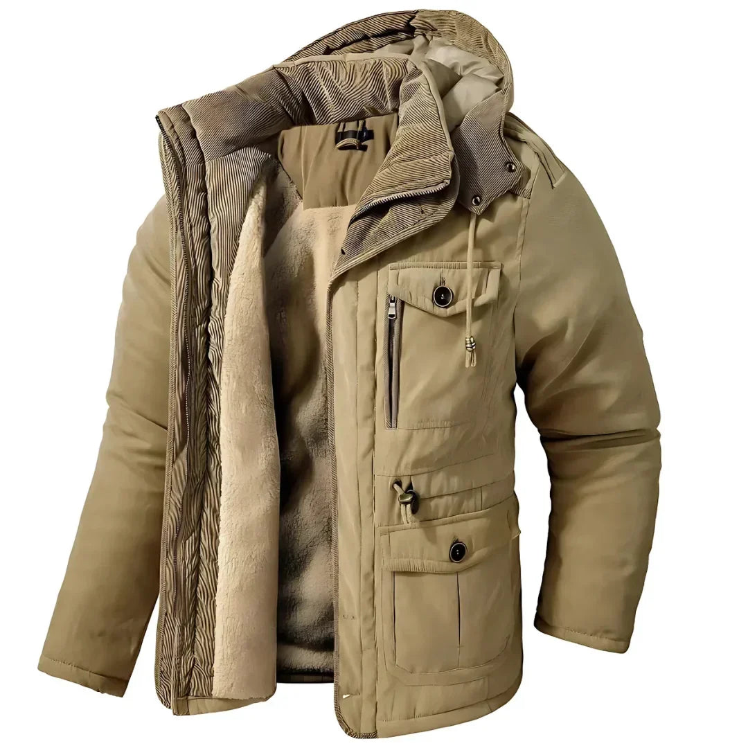 Chaqueta Impermeable y Cortavientos con Forro Polar y Capucha Desmontable