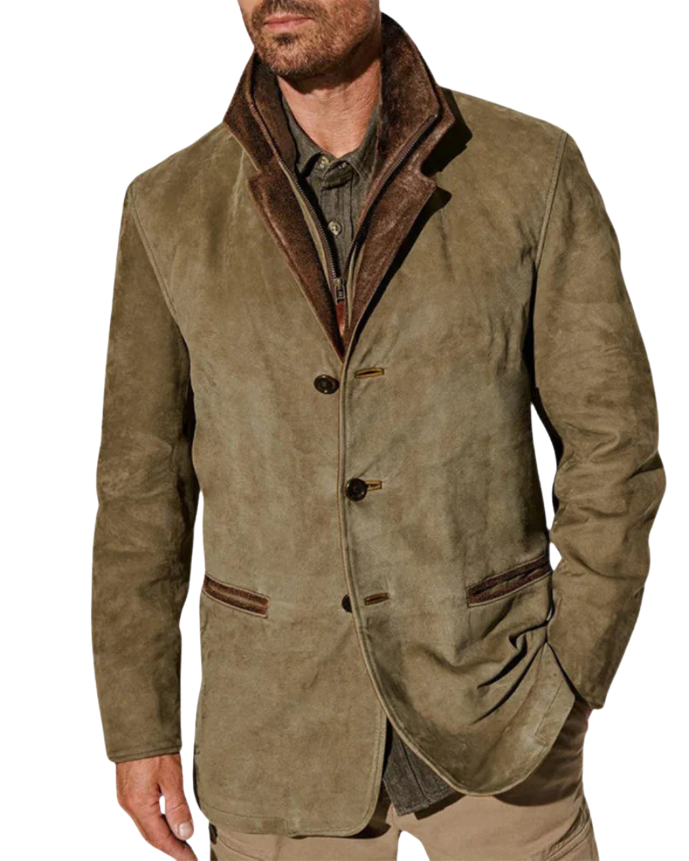 Chaqueta Estilo Vintage para Hombre con Botones y Cuello Alto