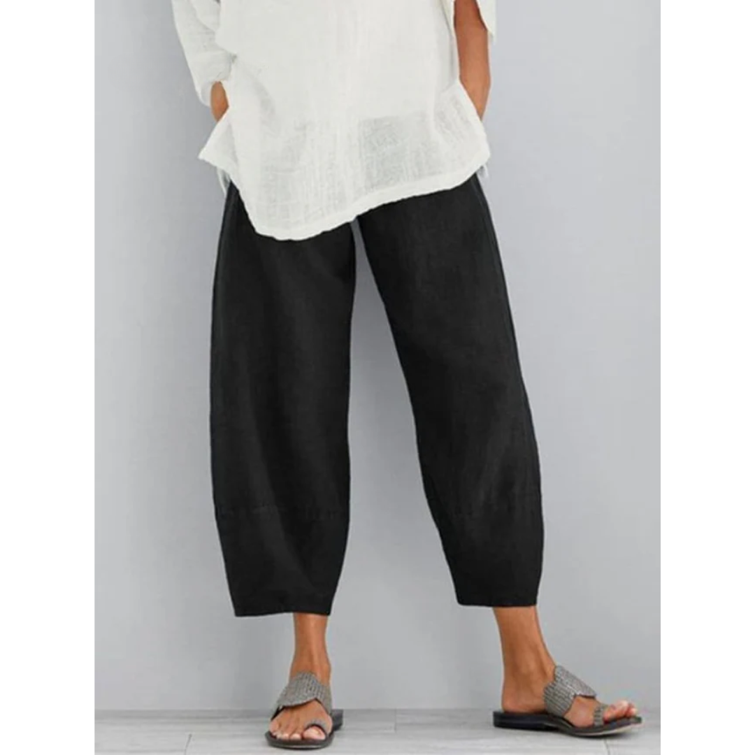 Pantalones de lino para mujer - corte holgado de ocio - playa
