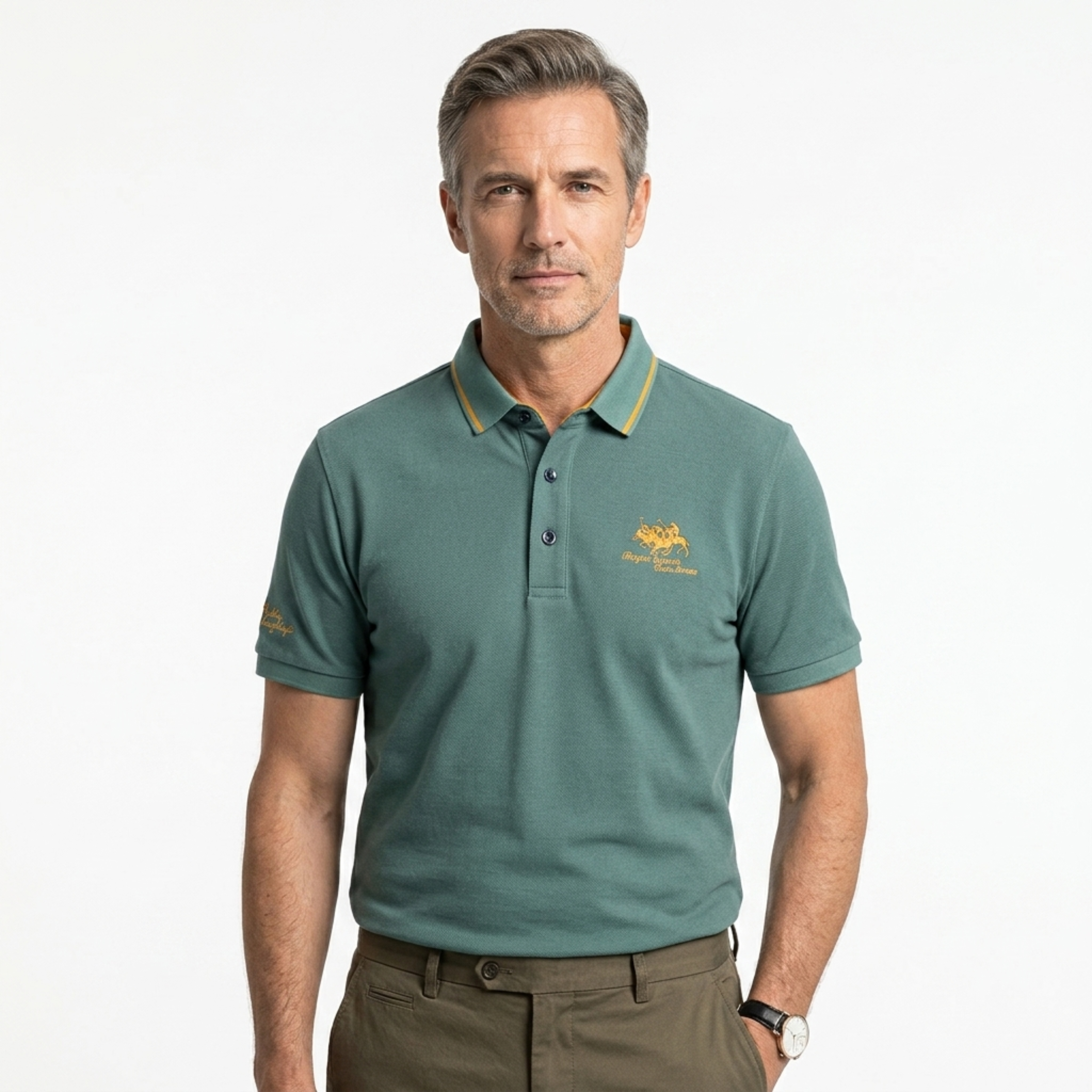 Polo manga corta hombre — diseño bordado para uso diario