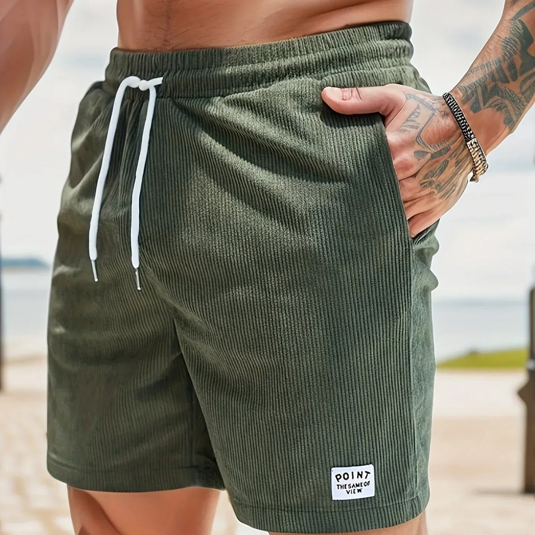 Pantalones cortos de pana para hombre - bermudas con cordón ajustables