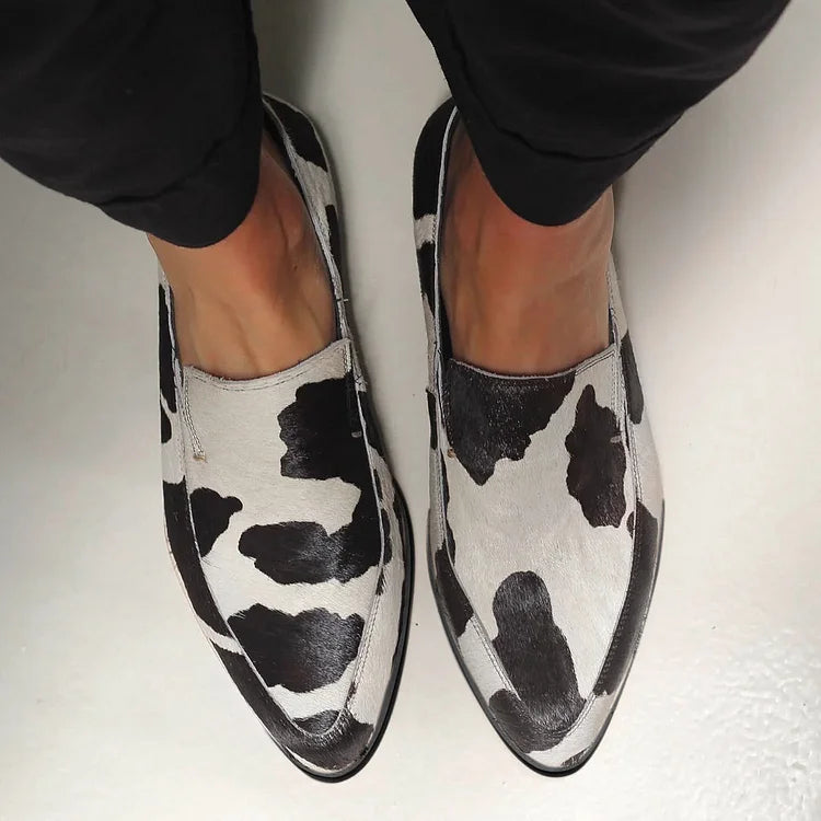 Mocasines Estilo Mule de Piel con Punta Redonda y Suela de Goma para Mujer