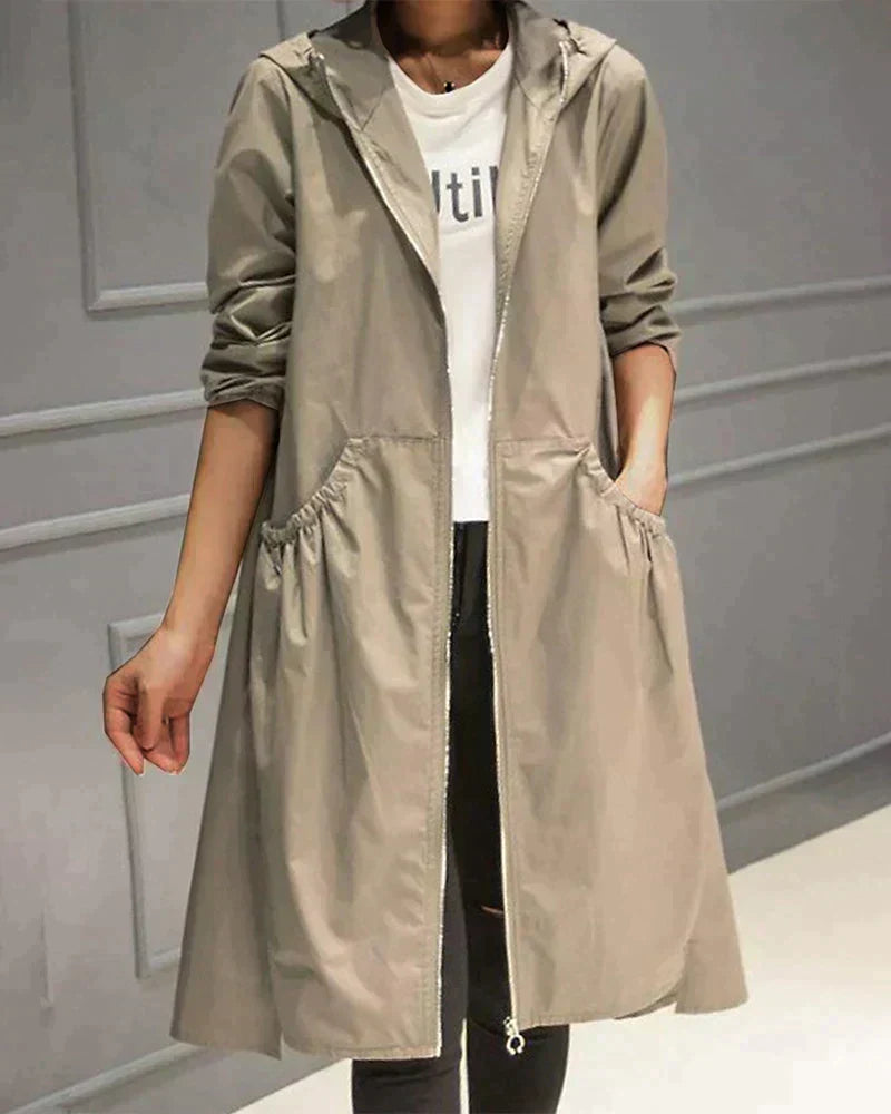 Gabardina Impermeable Larga de Mujer con Corte Protector y Diseño Transpirable