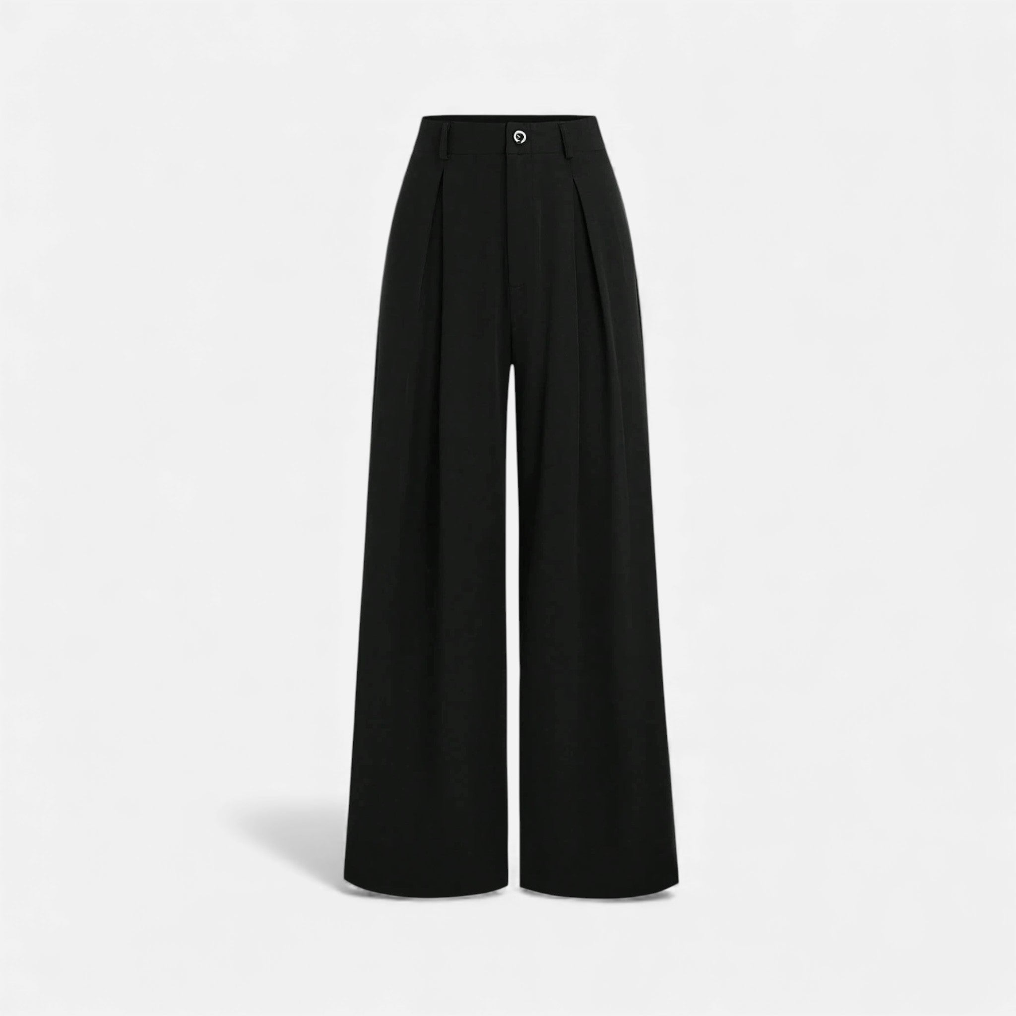 Pantalones de Pierna Ancha con Pinzas Jacquard y Cintura Alta para Mujer