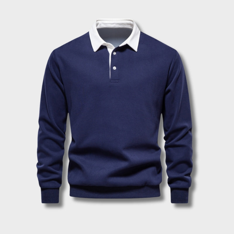 Jersey Polo de Manga Larga para Hombre Transpirable con Cuello Clásico