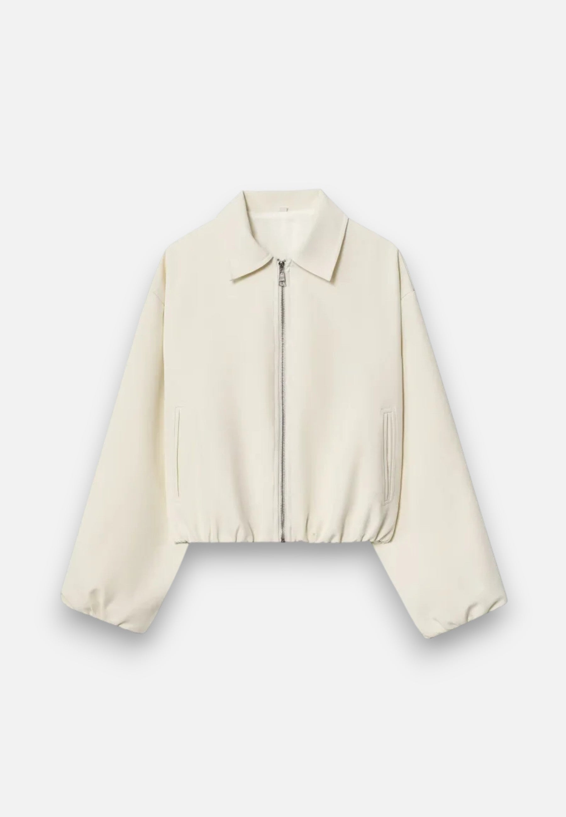 Chaqueta Bomber Corta para Mujer con Cremallera y Cuello de Solapa