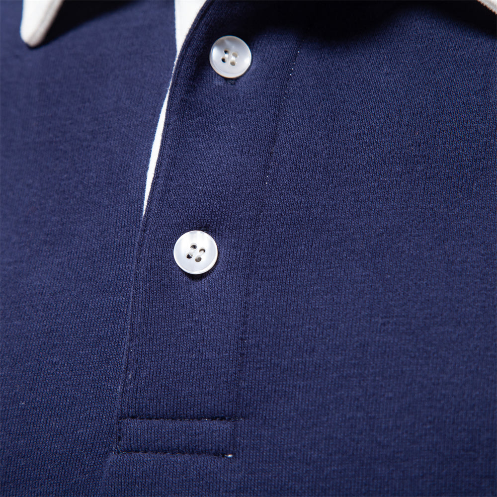 Jersey Polo de Manga Larga para Hombre Transpirable con Cuello Clásico