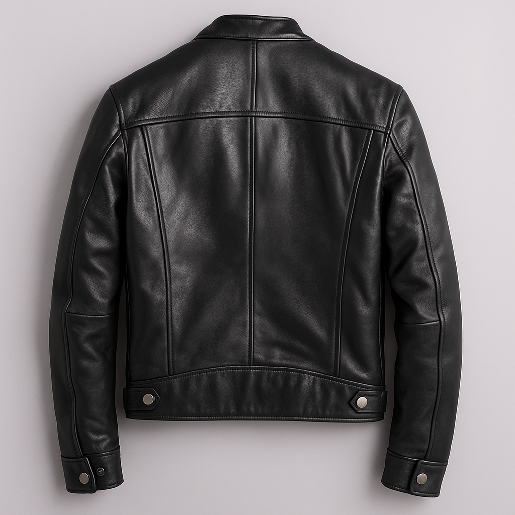 Chaqueta de Cuero de Hombre con Costuras Reforzadas y Cuatro Bolsillos