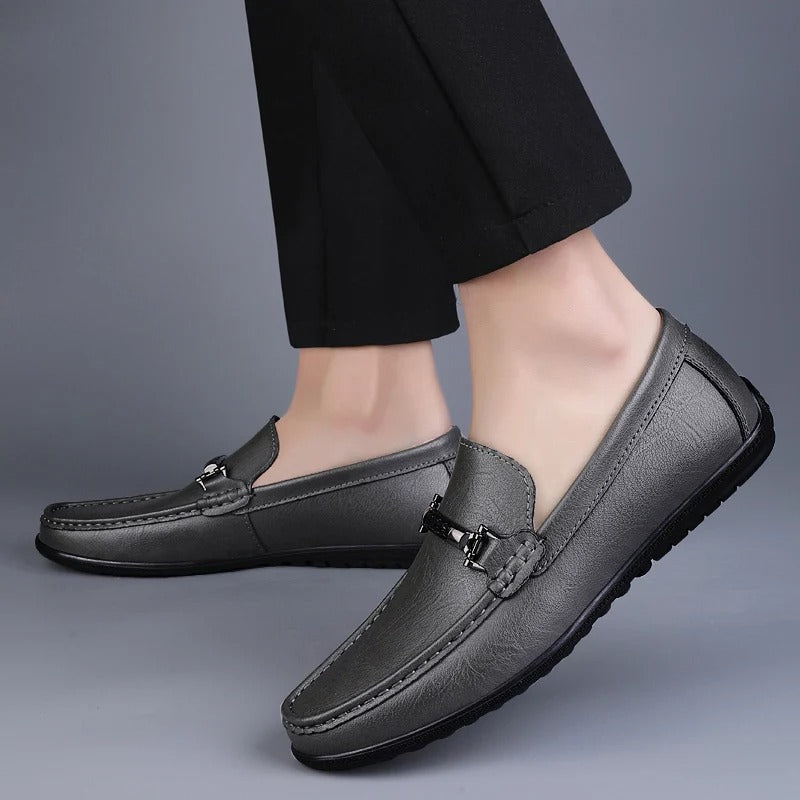 Mocasines de Cuero Genuino para Hombre Estilo Conducción con Suela de Goma Slip-On