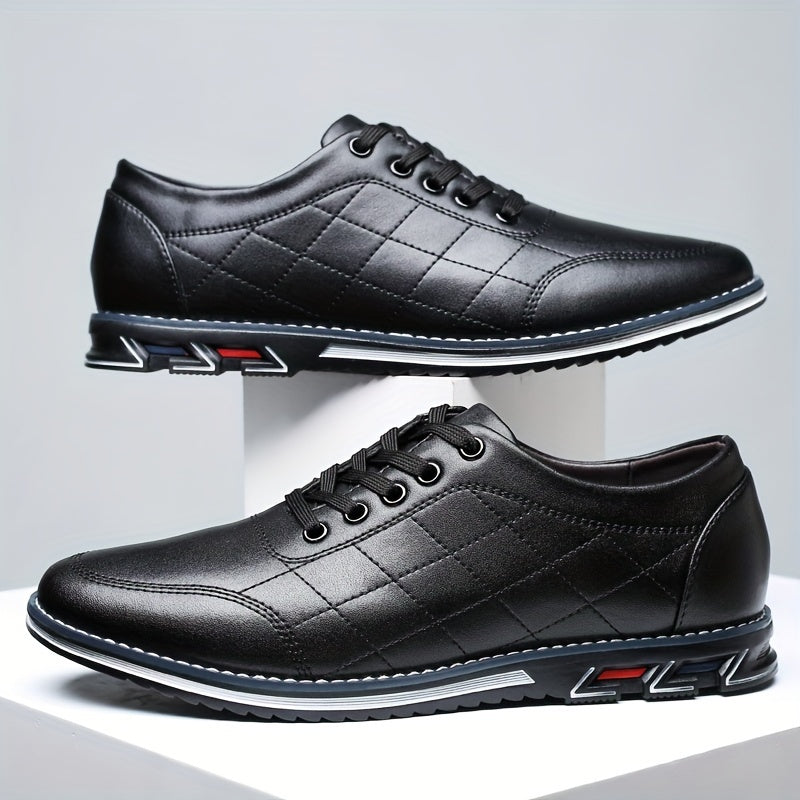 Chaussures habillées pour homme en cuir synthétique avec lacets et semelle en caoutchouc