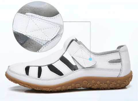 Sandalias romanas mujer cuero suave caladas suela flexible confort
