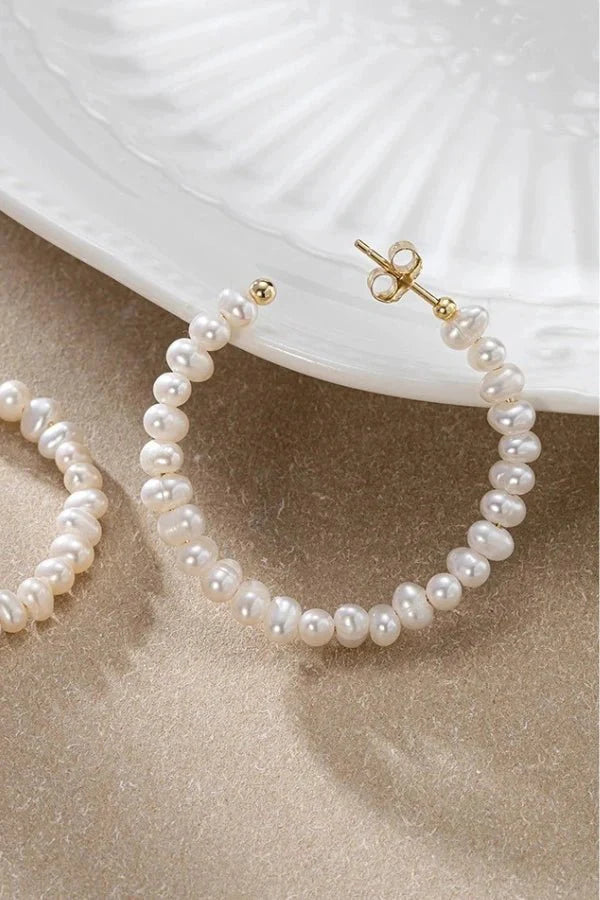 Brincos de Argola com Pérolas Imitadas para Mulher Joalharia de Luxo