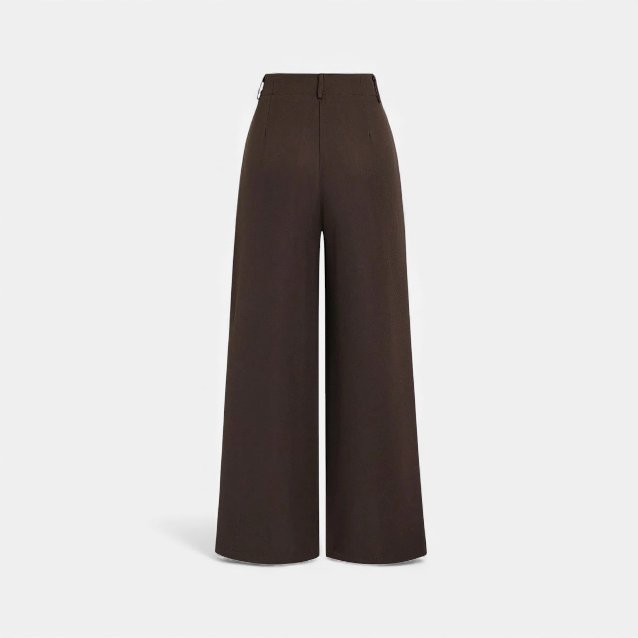 Pantalones de Pierna Ancha con Pinzas Jacquard y Cintura Alta para Mujer