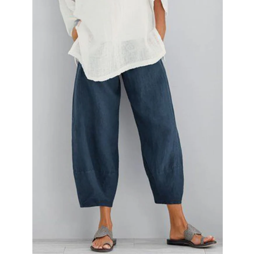 Pantalones de lino para mujer - corte holgado de ocio - playa