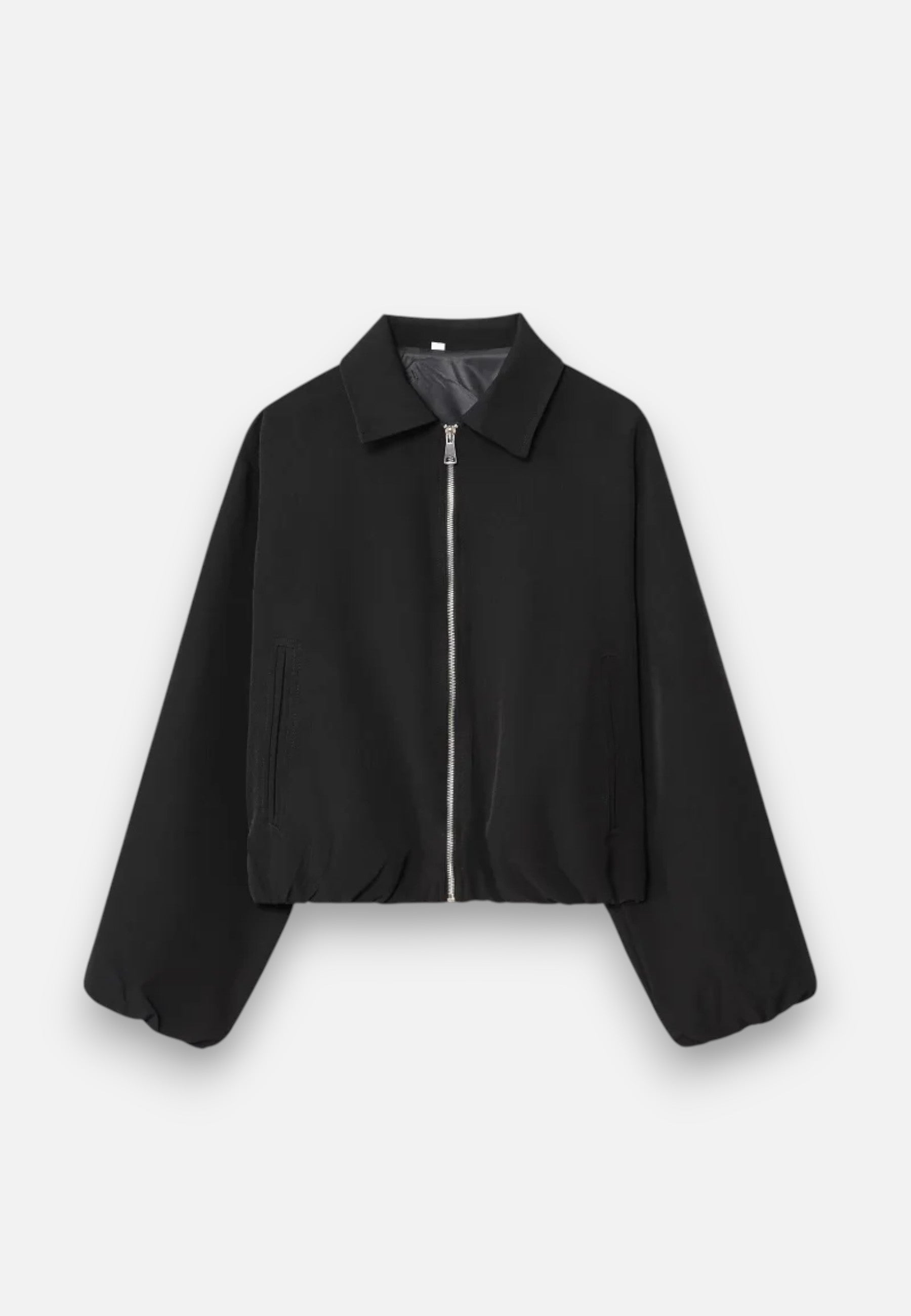 Chaqueta Bomber Corta para Mujer con Cremallera y Cuello de Solapa