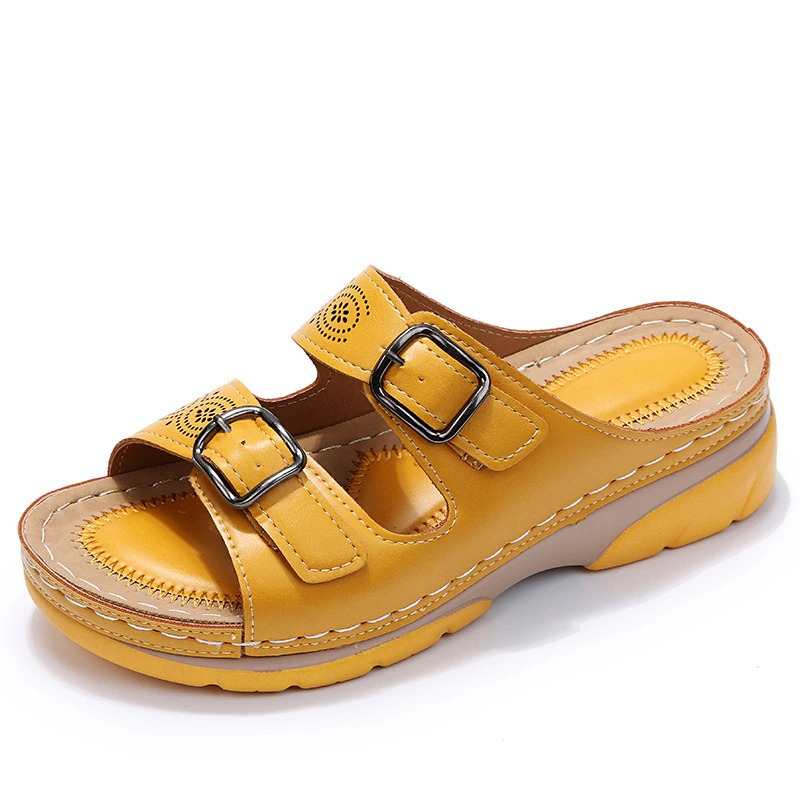 Sandalias de Cuña con Doble Hebilla y Plataforma Antideslizante para Mujer